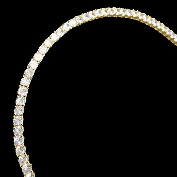 NEW Women’s Cubic Zirconia 18k Gold-Plated Stainless-Steel Necklace 132 CZ Stone - Picture 9 of 9
